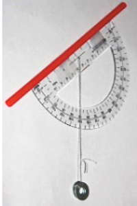 Drinking straw, Protractor, Steel washer hanging down from the string.